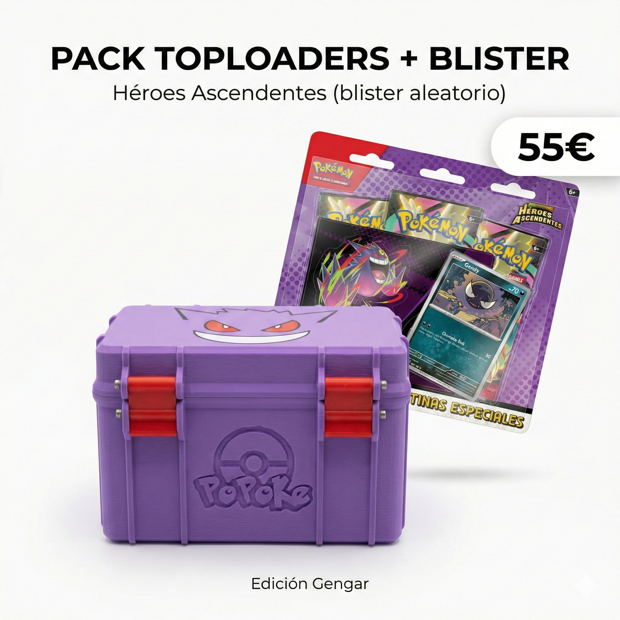 Pack Gengar — Caja Toploaders + Blister Héroes Ascendentes