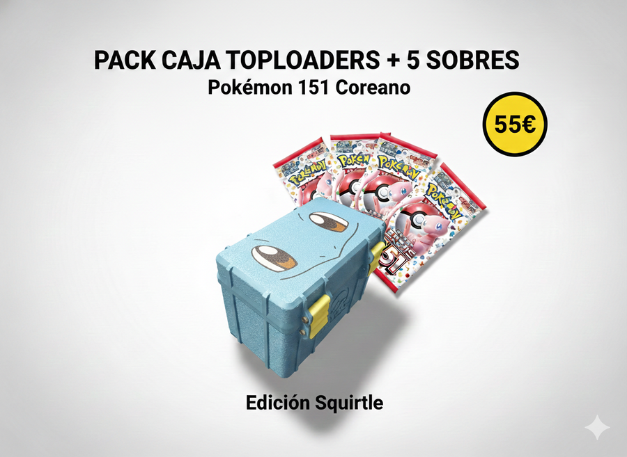 Pack Squirtle — Caja Toploaders + 5 Sobres 151 Coreano