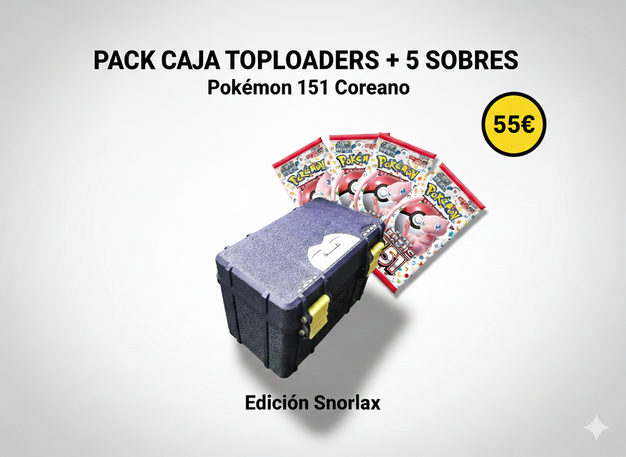 Pack Snorlax — Caja Toploaders + 5 Sobres 151 Coreano
