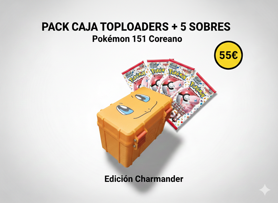 Pack Charmander — Caja Toploaders + 5 Sobres 151 Coreano