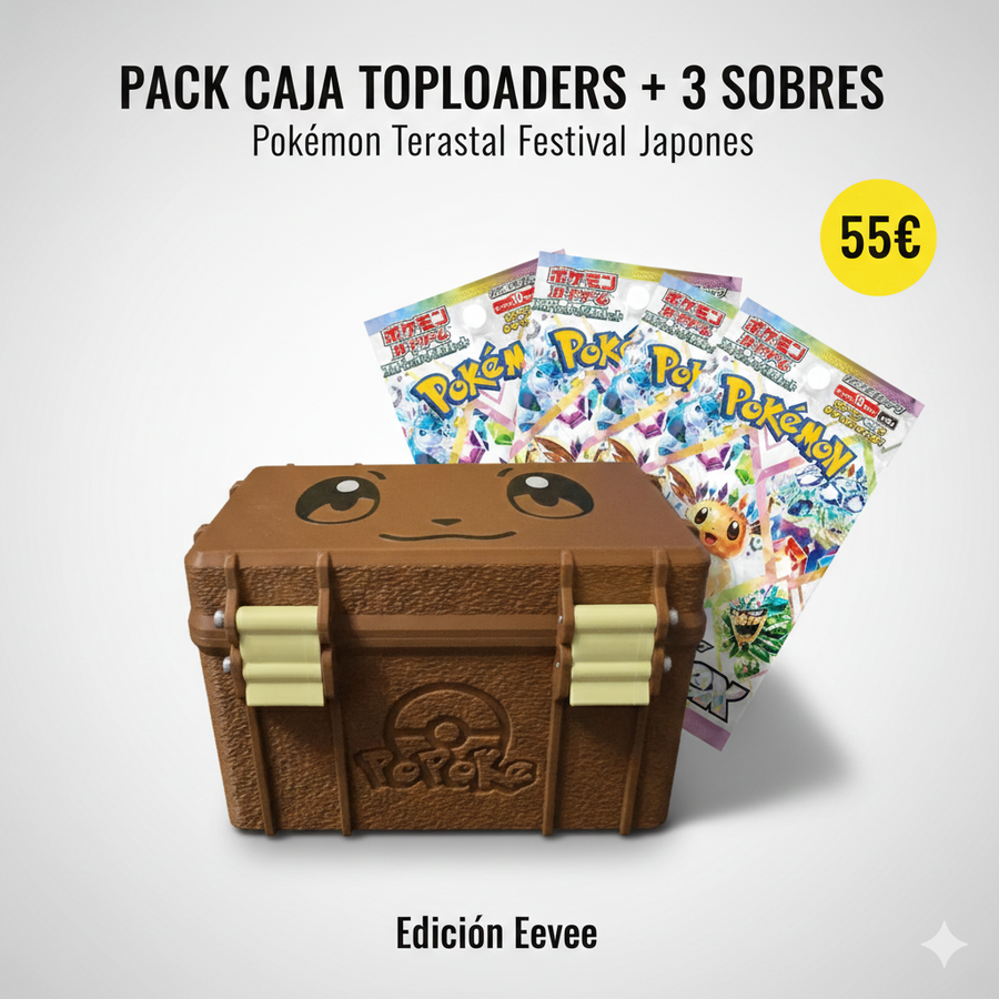 Pack Eevee — Caja Toploaders + 3 Sobres Terastal Festival Coreano